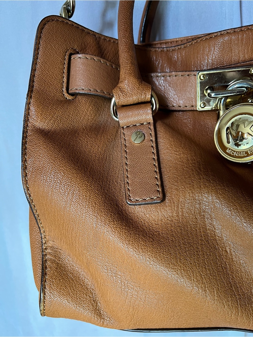 Michael Kors Hamilton Leather Satchel Bag Cognac Tan (Very Good Condition) - Picture 7 of 11